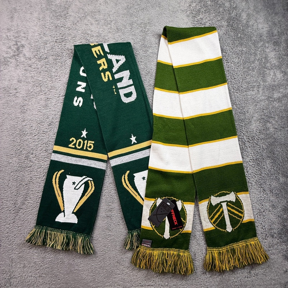 Portland Timbers Lot of 2 Scarves Soccer Scarf MLS Ruffneck 2015 MLS Cup Champs